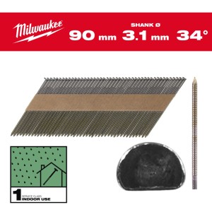 Цвяхи з кільцевою накаткою та D-образною головкою MILWAUKEE, 3,1/34 градуси/50мм (2200шт)