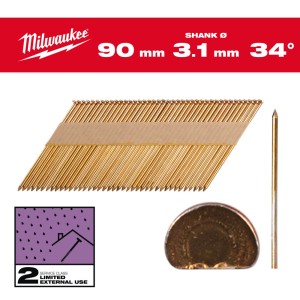 Цвяхи оцинковані з D-образною головкою MILWAUKEE, 3,1/34 градуси/50мм (2200шт)