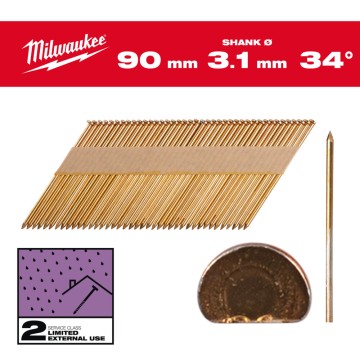 Цвяхи оцинковані з D-образною головкою MILWAUKEE, 3,1/34 градуси/50мм (2200шт)