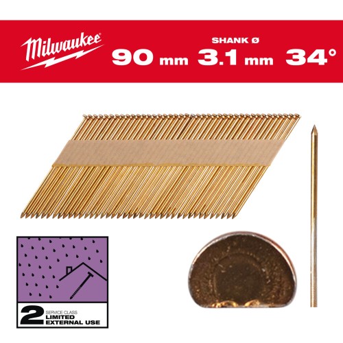 Цвяхи оцинковані з D-образною головкою MILWAUKEE, 3,1/34 градуси/50мм (2200шт)
