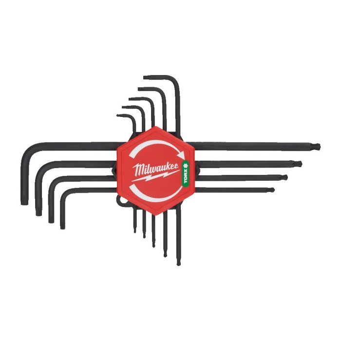 Набір ключів Г-образних TORX MILWAUKEE, (T8/T9/ T10/T15/ T20/T25/T27/ T30/T40) (9шт) пластиковий холдер Набір ключів Г-образних TORX MILWAUKEE, (T8/T9/ T10/T15/ T20/T25/T27/ T30/T40) (9шт) пластиковий холдер