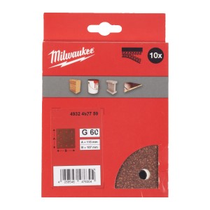 Папір шліфувальний MILWAUKEE, 115x107мм HL, зерно 60, (10шт)