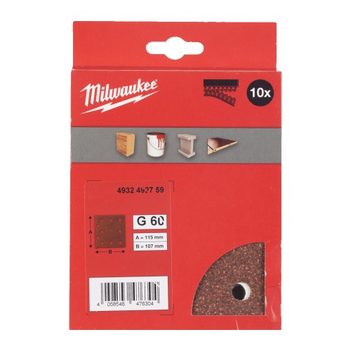 Папір шліфувальний MILWAUKEE, 115x107мм HL, зерно 60, (10шт)