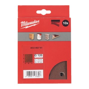Папір шліфувальний MILWAUKEE, 115x107мм HL, зерно 120, (10шт)