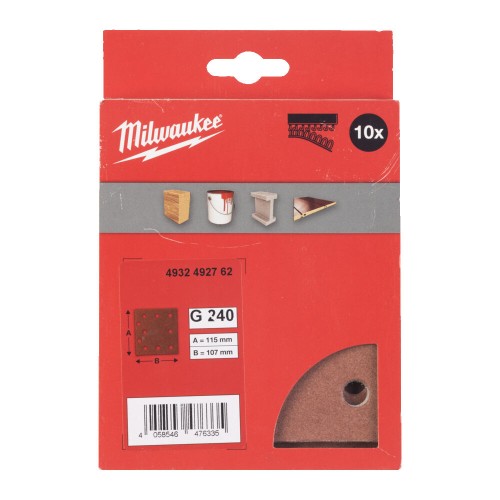 Папір шліфувальний MILWAUKEE, 115x107мм HL, зерно 240, (10шт)