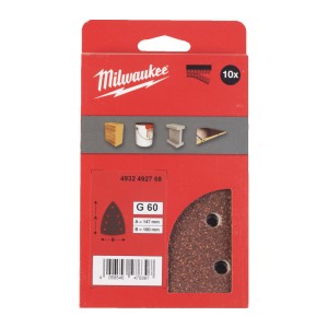 Папір шліфувальний дельтавидний MILWAUKEE, 100х147мм HL, зерно 60 (10шт)