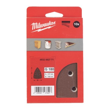 Папір шліфувальний дельтавидний MILWAUKEE, 100х147мм HL, зерно 180 (10шт)