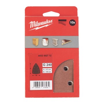 Папір шліфувальний дельтавидний MILWAUKEE, 100х147мм HL, зерно 240 (10шт)