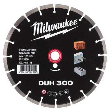 Диск алмазний MILWAUKEE DUH 300, діаметр 300мм (залізобетон, цегла)