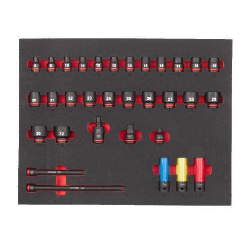 Ложемент з головками ShW 1/2'' STD MILWAUKEE, (32шт) (45х536х417мм) для візків