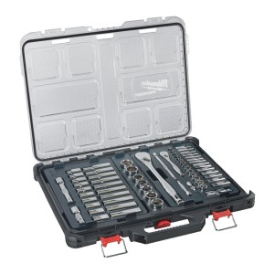 Набір головок торцевих хромованих 1/2''+ 1/4'' PACKOUT MILWAUKEE з тріскачкою (63шт) (арт.4932493804,арт. 4932493477) пластикови