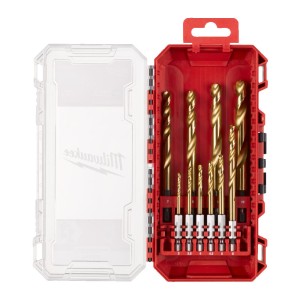 Набір свердел по металу RedHEX SHOCKWAVE HSS-TiN PACKOUT MILWAUKEE, (діаметри 3/3,5/4/4,5/5/6/7/8/9/10мм) (10шт) пластиковий кей