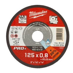 Диск відрізной по металу MILWAUKEE, SCS 42/125х0.8 PRO+, діаметр 125мм