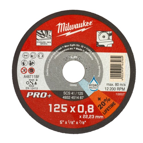 Диск відрізной по металу MILWAUKEE, SCS 42/125х0.8 PRO+, діаметр 125мм