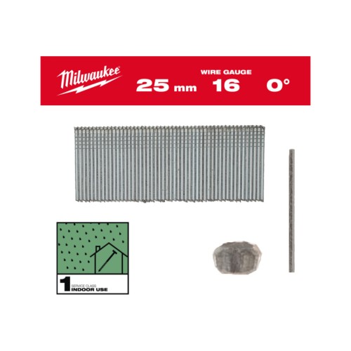 Цвяхи оцинковані з Т-образною головкою MILWAUKEE, 16G/0 градусів/25мм, (5000шт)