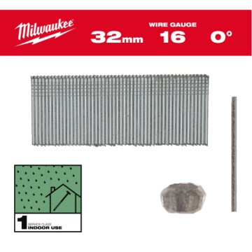 Цвяхи оцинковані з Т-образною головкою MILWAUKEE, 16G/0 градусів/32мм, (5000шт)