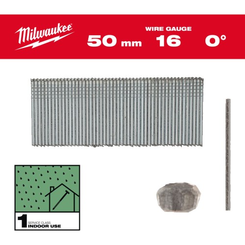Цвяхи оцинковані з Т-образною головкою MILWAUKEE, 16G/0 градусів/50мм, (2500шт)