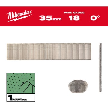 Цвяхи оцинковані вкриті смолою з Т-образною головкою MILWAUKEE, 18G/0 градусів/35мм, (5000шт)