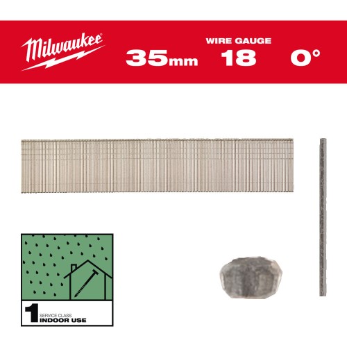 Цвяхи оцинковані вкриті смолою з Т-образною головкою MILWAUKEE, 18G/0 градусів/35мм, (5000шт)
