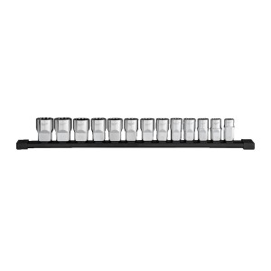 Набір головок торцевих хромованих 1/2'' MILWAUKEE (12 гранн.) на планці (13шт)