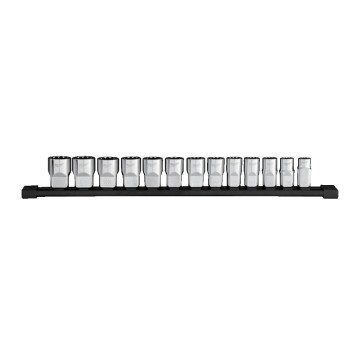 Набір головок торцевих хромованих 1/2'' MILWAUKEE (12 гранн.) на планці (13шт)