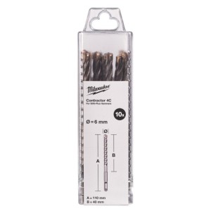 Бур SDS-PLUS 4C Contractor MILWAUKEE, діаметр 6х110х40мм, (10шт)
