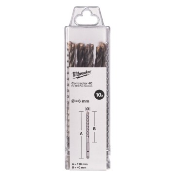 Бур SDS-PLUS 4C Contractor MILWAUKEE, діаметр 6х110х40мм, (10шт)