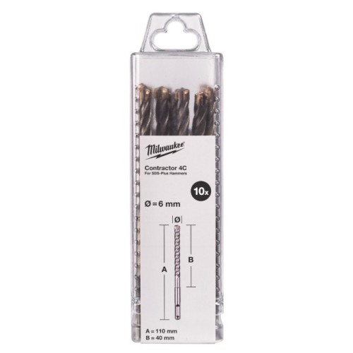 Бур SDS-PLUS 4C Contractor MILWAUKEE, діаметр 6х110х40мм, (10шт)