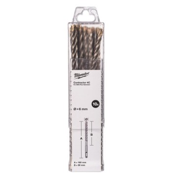 Бур SDS-PLUS 4C Contractor MILWAUKEE, діаметр 6х160х90мм, (10шт)