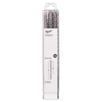 Бур SDS-PLUS 4C Contractor MILWAUKEE, діаметр 8х210х140мм, (10шт)