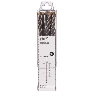 Бур SDS-PLUS 4C Contractor MILWAUKEE, діаметр 10х160х90мм, (10шт)