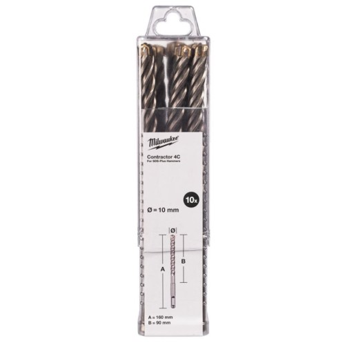 Бур SDS-PLUS 4C Contractor MILWAUKEE, діаметр 10х160х90мм, (10шт)