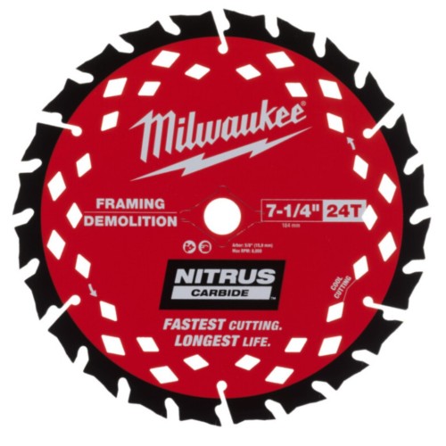 Диск пиляьний по деревині з цвяхами Nitrus MILWAUKEE, діаметр 190х30х1,6мм, 24 зуб.