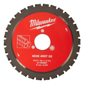 Диск пиляльний по металу MILWAUKEE для різака арматури діаметр 137x28x1,6мм, 30зуб