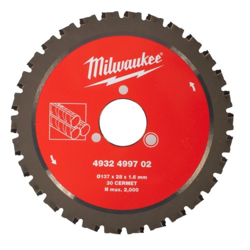 Диск пиляльний по металу MILWAUKEE для різака арматури діаметр 137x28x1,6мм, 30зуб