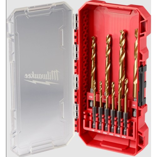 Набір свердел по металу RedHEX SHOCKWAVE HSS-TiN MILWAUKEE CB, (10шт) пластиковий кейс