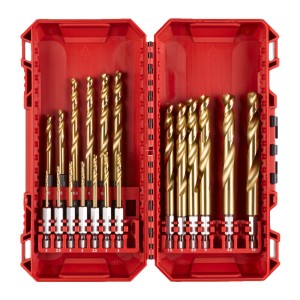 Набір свердел по металу RedHEX SHOCKWAVE HSS-TiN MILWAUKEE CB, діаметр 2-10мм (19шт) пластиковий кейс