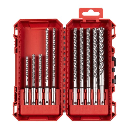 Набір бурів SDS-PLUS MX4 PACKOUT MILWAUKEE, (діаметри 5/6/6/6/6/8/8/8/10/12мм) Set 3, (10шт) пластиковий кейс