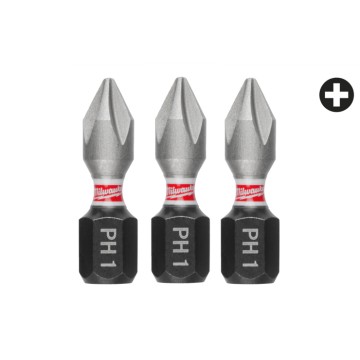 Біта SHOCKWAVE MILWAUKEE, PH1, 25мм, (3шт)