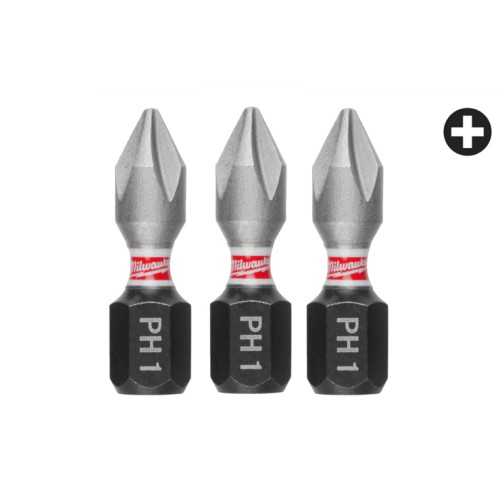 Біта SHOCKWAVE MILWAUKEE, PH1, 25мм, (3шт)