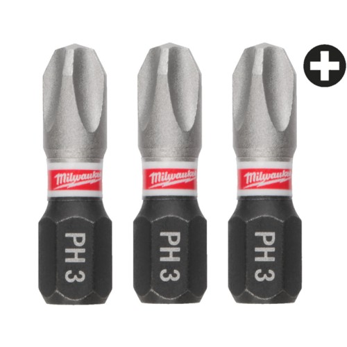 Біта SHOCKWAVE MILWAUKEE, PH3, 25мм, (3шт)