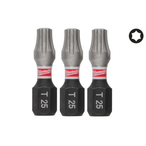 Біта SHOCKWAVE MILWAUKEE, TX25, 25мм, (3шт)