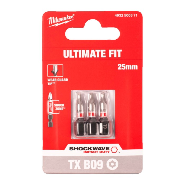 Біта SHOCKWAVE MILWAUKEE, TX BO9, 25мм, (3шт) Біта SHOCKWAVE MILWAUKEE, TX BO9, 25мм, (3шт)