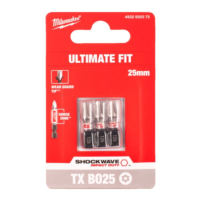 Біта SHOCKWAVE MILWAUKEE, TX BO25, 25мм, (3шт) Біта SHOCKWAVE MILWAUKEE, TX BO25, 25мм, (3шт)