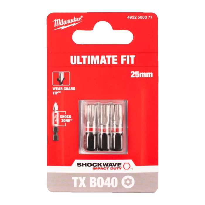 Біта SHOCKWAVE MILWAUKEE, TX BO40, 25мм, (3шт) Біта SHOCKWAVE MILWAUKEE, TX BO40, 25мм, (3шт)