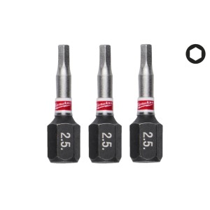 Біта SHOCKWAVE MILWAUKEE, Hex2,5, 25мм, (3шт)