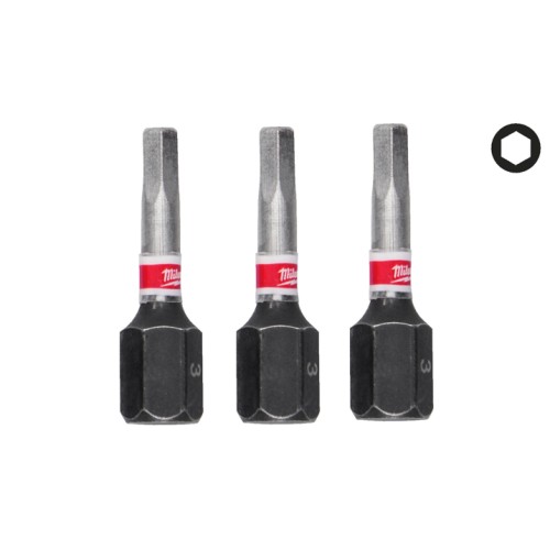 Біта SHOCKWAVE MILWAUKEE, Hex3, 25мм, (3шт)