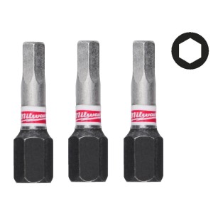 Біта SHOCKWAVE MILWAUKEE, Hex4, 25мм, (3шт)