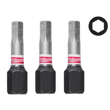 Біта SHOCKWAVE MILWAUKEE, Hex4, 25мм, (3шт)