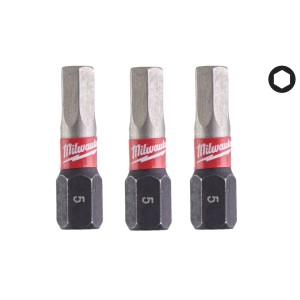 Біта SHOCKWAVE MILWAUKEE, Hex5,0, 25мм, (3шт)